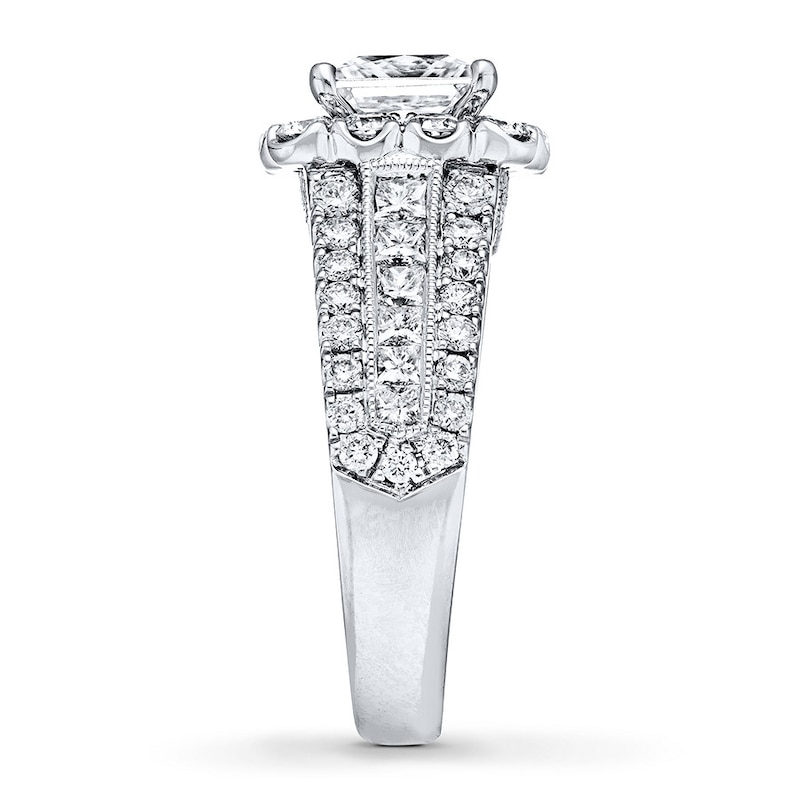 Main Image 3 of Previously Owned Neil Lane Diamond Engagement Ring 3 ct tw Princess & Round-cut 14K White Gold