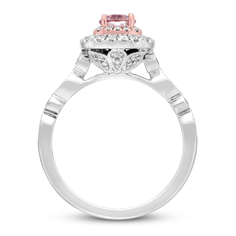 Previously Owned Neil Lane Morganite Engagement Ring 5/8 ct tw Round-cut Diamonds 14K Gold