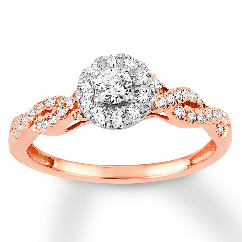 Main Image 1 of Previously Owned Diamond Engagement Ring 3/8 ct tw Round-cut 10K Two-Tone Gold