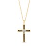 Thumbnail Image 1 of Previously Owned Men's Brown and White Round-Cut Diamond Cross Necklace 3/8 ct tw 10K Yellow Gold 22"
