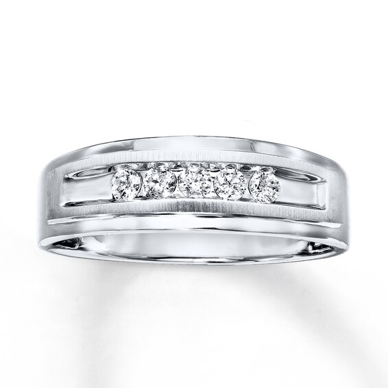 Previously Owned Men's Diamond Wedding Band 1/4 ct tw Round-cut 10K White Gold