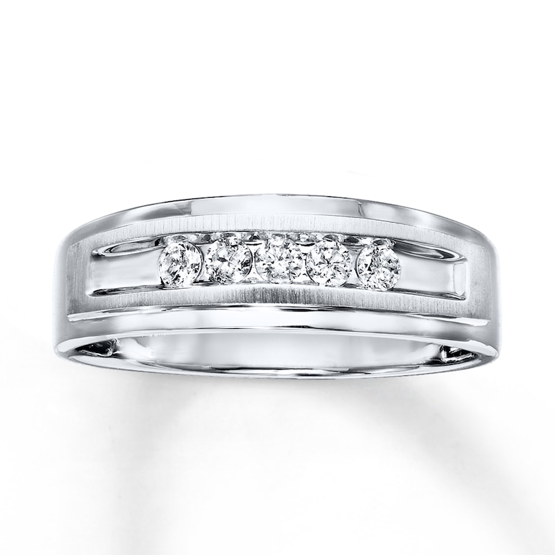 Previously Owned Men's Diamond Wedding Band 1/4 ct tw Round-cut 10K White Gold