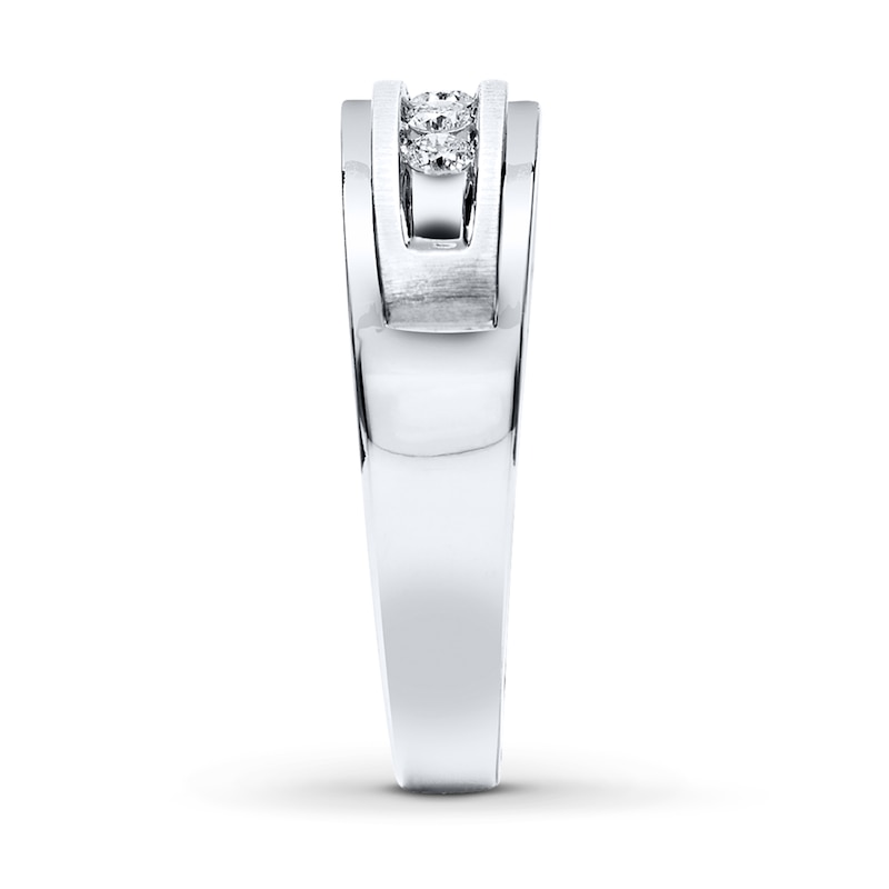 Previously Owned Men's Diamond Wedding Band 1/4 ct tw Round-cut 10K White Gold