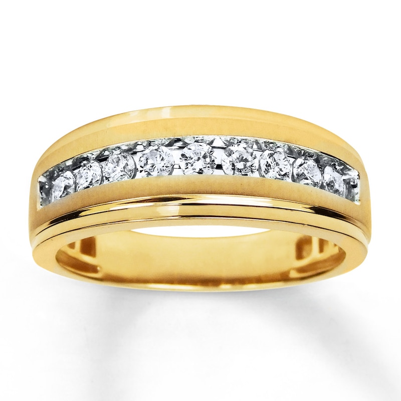 Main Image 1 of Previously Owned Men's Wedding Band 1/2 ct tw Round-cut Diamonds 10K Yellow Gold
