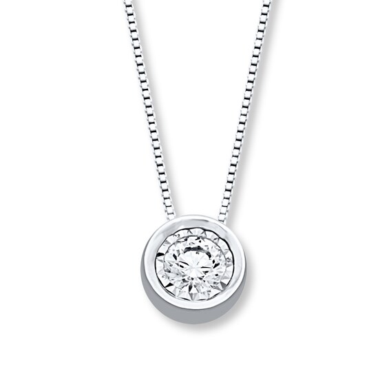 Previously Owned Diamond Solitaire Necklace 1/2 Carat 10K White Gold