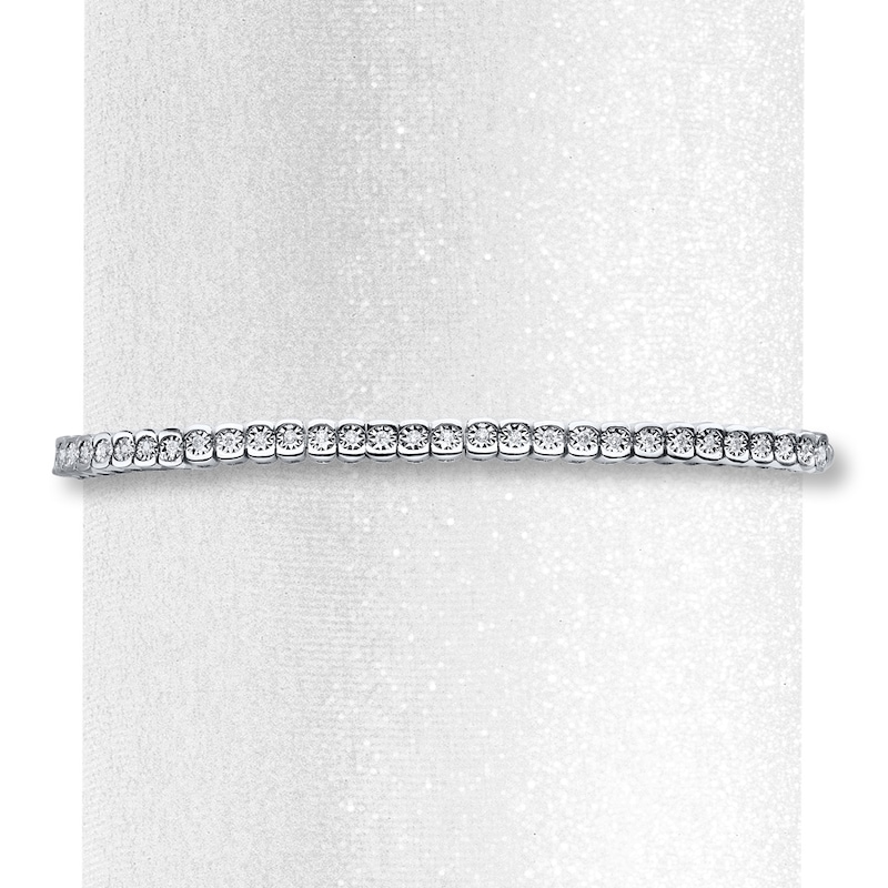 Main Image 2 of Previously Owned Diamond Bolo Bracelet 1/4 ct tw Round-cut 10K White Gold