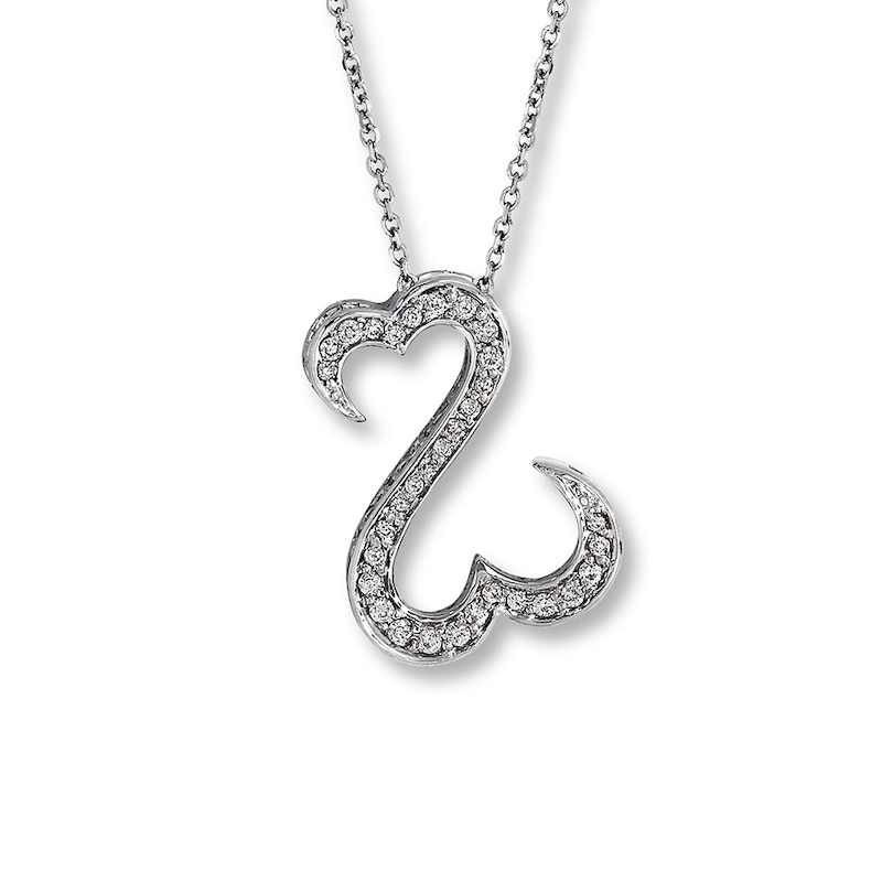 Main Image 1 of Previously Owned Heart Necklace 1/4 ct tw Diamonds 10K White Gold