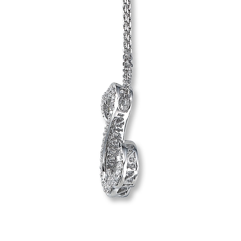 Main Image 3 of Previously Owned Heart Necklace 1/4 ct tw Diamonds 10K White Gold