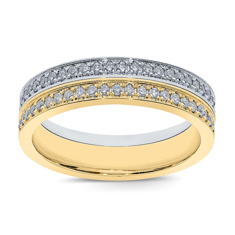 Main Image 1 of Previously Owned Men's Diamond Spinning Wedding Band 1 ct tw Round-cut 14K Two-Tone Gold - Size 10
