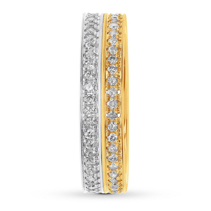 Main Image 3 of Previously Owned Men's Diamond Spinning Wedding Band 1 ct tw Round-cut 14K Two-Tone Gold - Size 10