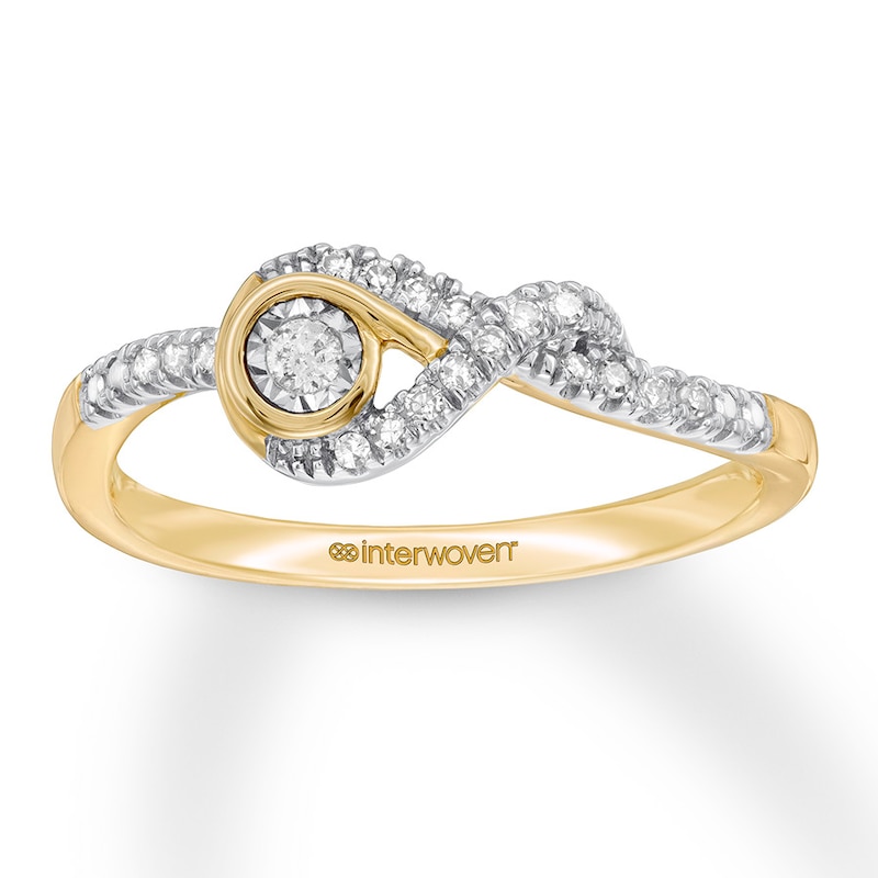 Main Image 1 of Previously Owned Interwoven Diamond Ring 1/10 ct tw Round-cut 10K Yellow Gold