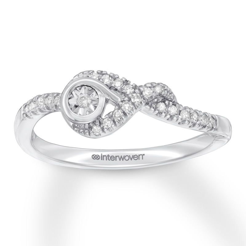 Previously Owned Interwoven Diamond Ring 1/10 ct tw Round-cut Sterling Silver