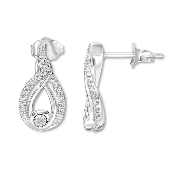 Previously Owned Interwoven Diamond Earrings 1/8 ct tw Round-cut Sterling Silver