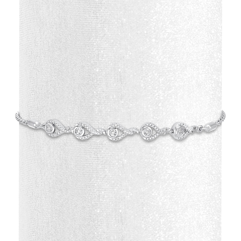 Main Image 2 of Previously Owned Interwoven Diamond Bolo Bracelet 1/20 ct tw Sterling Silver 9.5"