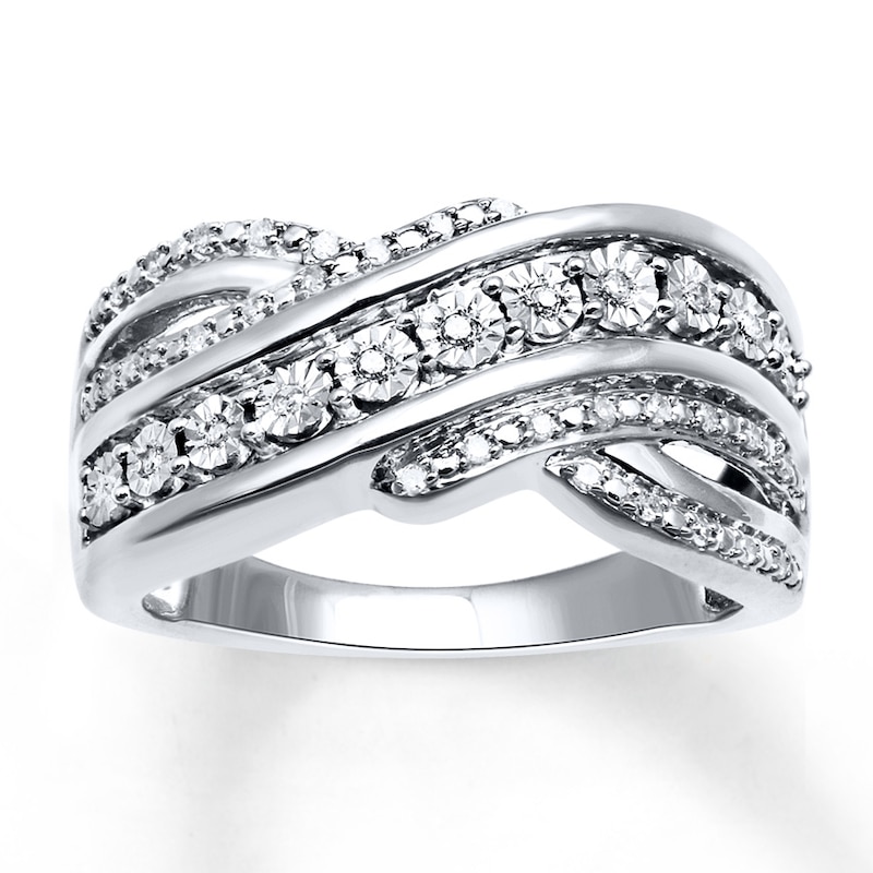 Main Image 1 of Previously Owned Diamond Ring 1/10 ct tw Round-cut Sterling Silver Size 5