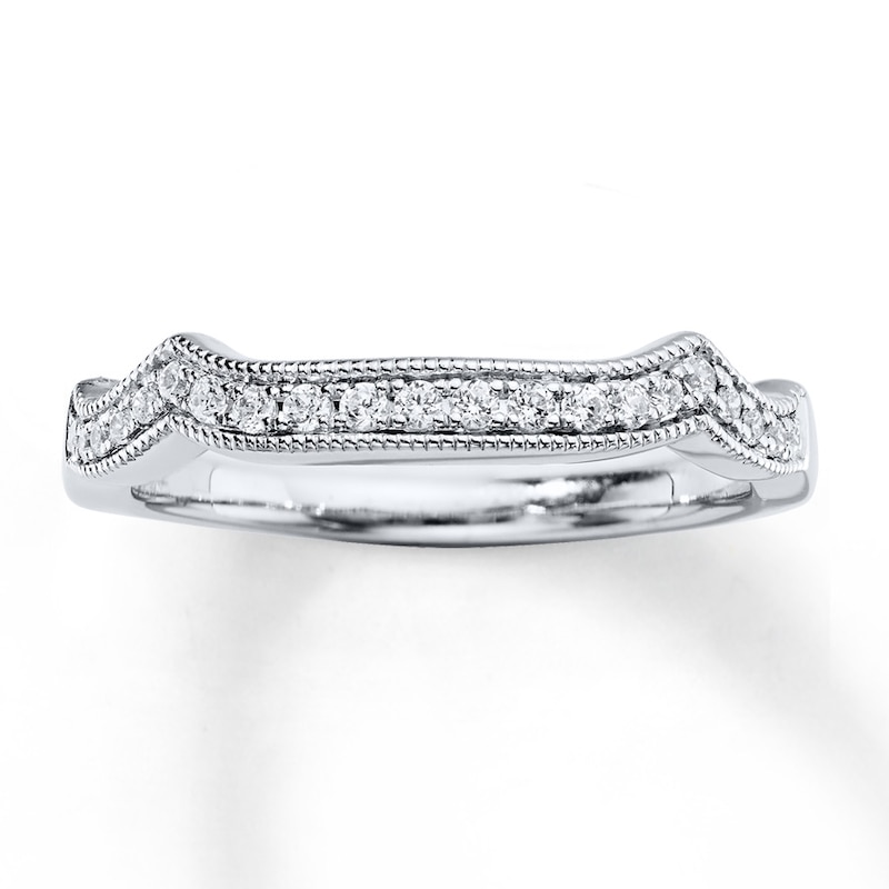 Main Image 1 of Previously Owned Diamond Wedding Band 1/6 ct tw Round-cut 14K White Gold Size 4