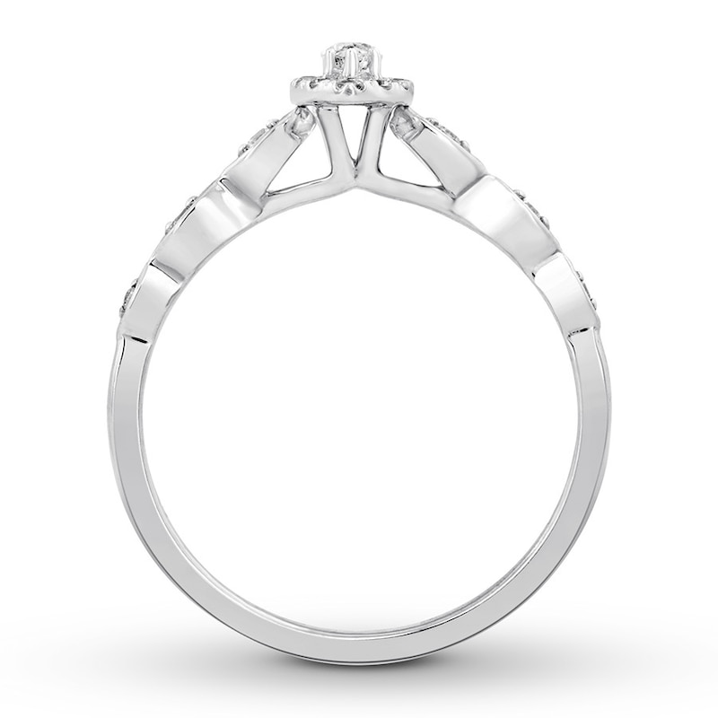 Main Image 2 of Previously Owned Diamond Engagement Ring 1/3 ct tw Marquise & Round-cut 10K White Gold Size 10