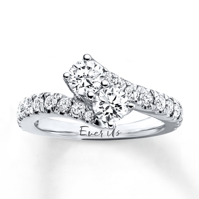 Main Image 1 of Previously Owned Ever Us Two-Stone Anniversary Ring 1-1/2 ct tw Round-cut Diamonds 14K White Gold Size 5.5