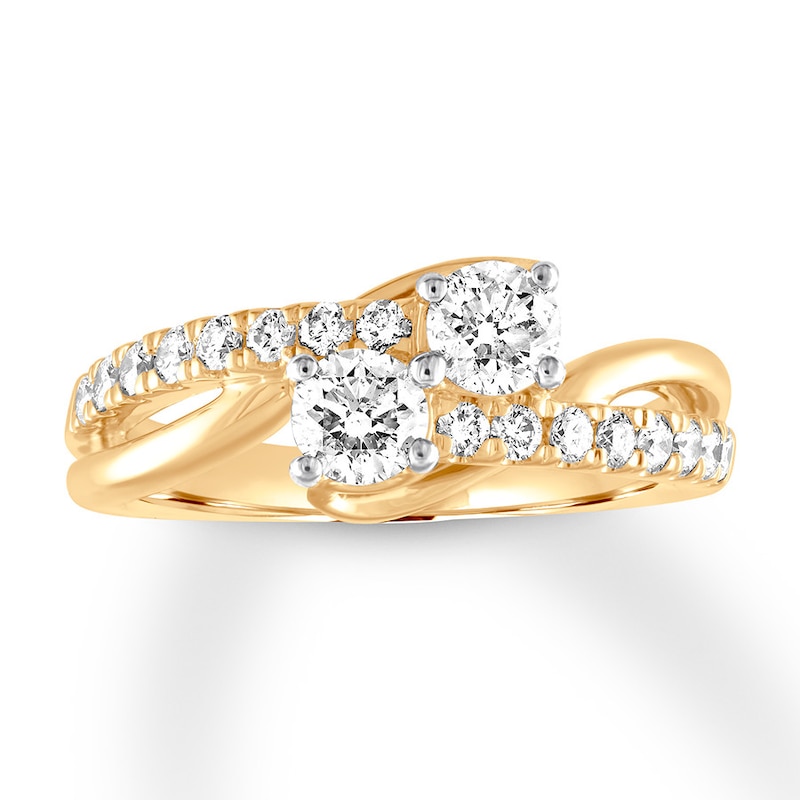 Main Image 1 of Previously Owned Ever Us Two-Stone Diamond Anniversary Ring 1 ct tw Round-cut 14K Yellow Gold Size 10