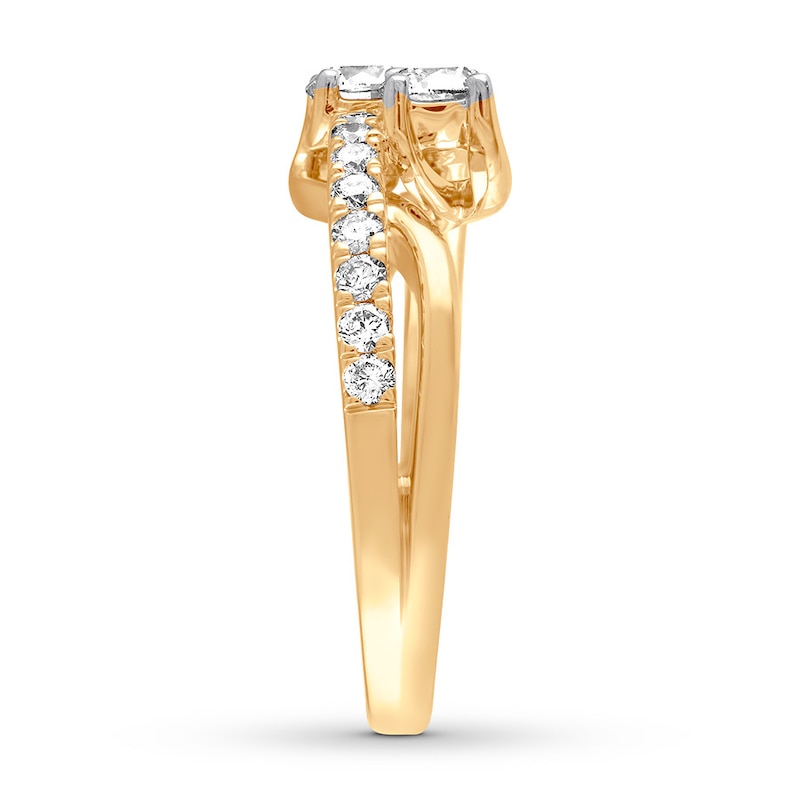 Main Image 2 of Previously Owned Ever Us Two-Stone Diamond Anniversary Ring 1 ct tw Round-cut 14K Yellow Gold Size 10