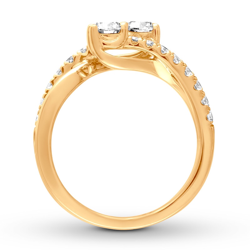 Main Image 3 of Previously Owned Ever Us Two-Stone Diamond Anniversary Ring 1 ct tw Round-cut 14K Yellow Gold Size 10