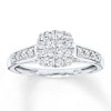 Thumbnail Image 0 of Previously Owned Diamond Ring 1/2 ct tw Princess & Round-cut 10K White Gold - Size 2.75