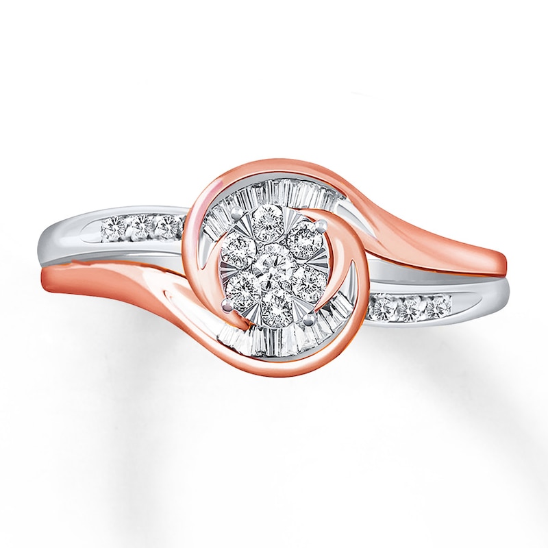 Main Image 2 of Previously Owned Diamond Ring 1/5 ct tw Baguette & Round-cut 10K Two-Tone Gold - Size 9.25