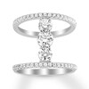 Thumbnail Image 1 of Previously Owned Diamond North South 3-Stone Ring 1-1/2 ct tw Round-cut 14K White Gold - Size 11.75