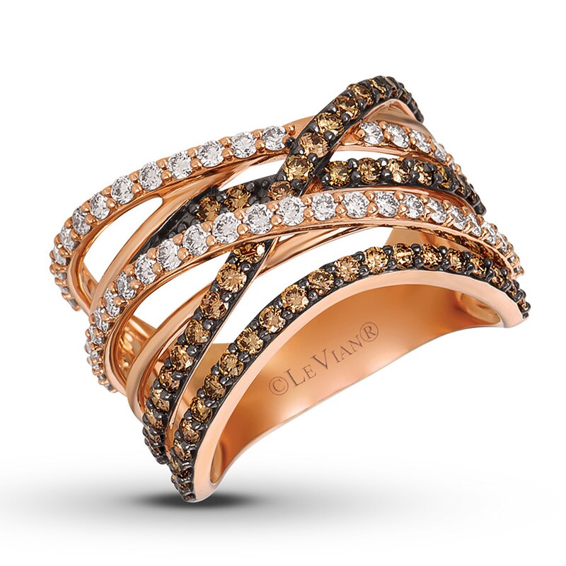 Main Image 1 of Previously Owned Le Vian Chocolate & Nude Diamond Ring 1-5/8 ct tw 14K Strawberry Gold - Size 10