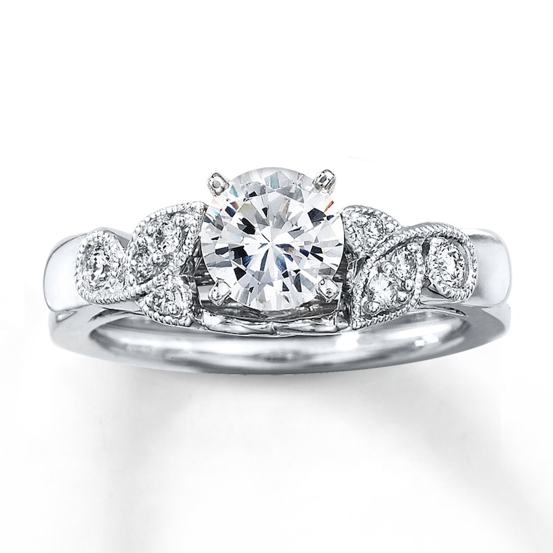 Main Image 4 of Previously Owned Diamond Enhancer Ring 1/6 ct tw Round-cut 14K White Gold - Size 9.5