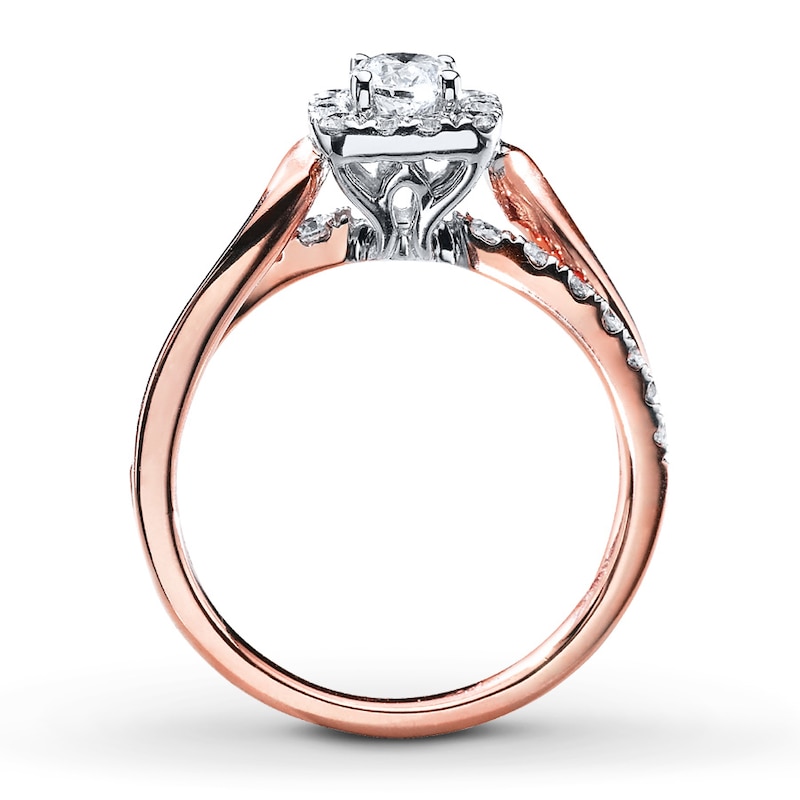 Main Image 2 of Previously Owned Engagement Ring 3/4 ct tw Round-cut Diamonds 14K Two-Tone Gold Size 10