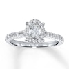 Thumbnail Image 1 of Previously Owned Diamond Engagement Ring 1 ct tw Oval & Round-cut 14K White Gold - Size 4.75