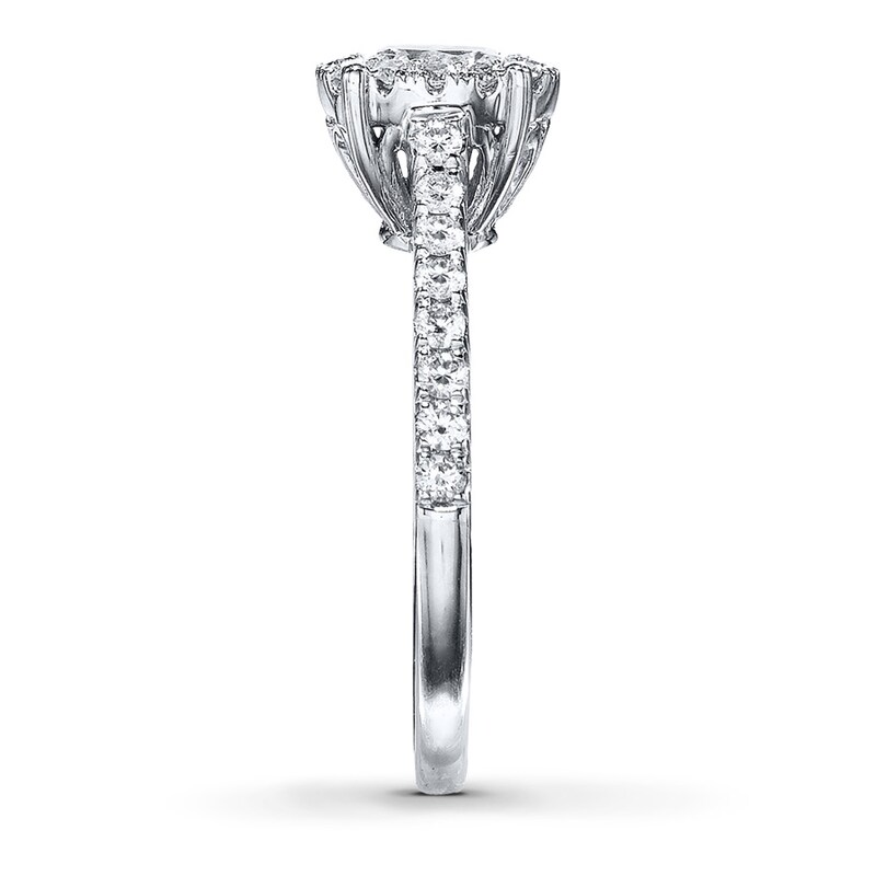 Main Image 3 of Previously Owned Diamond Engagement Ring 1 ct tw Oval & Round-cut 14K White Gold - Size 4.75