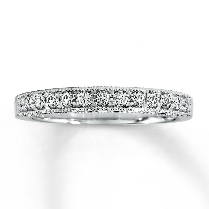 Main Image 1 of Previously Owned Diamond Wedding Band 1/4 ct tw Round-cut 14K White Gold Size 7.5
