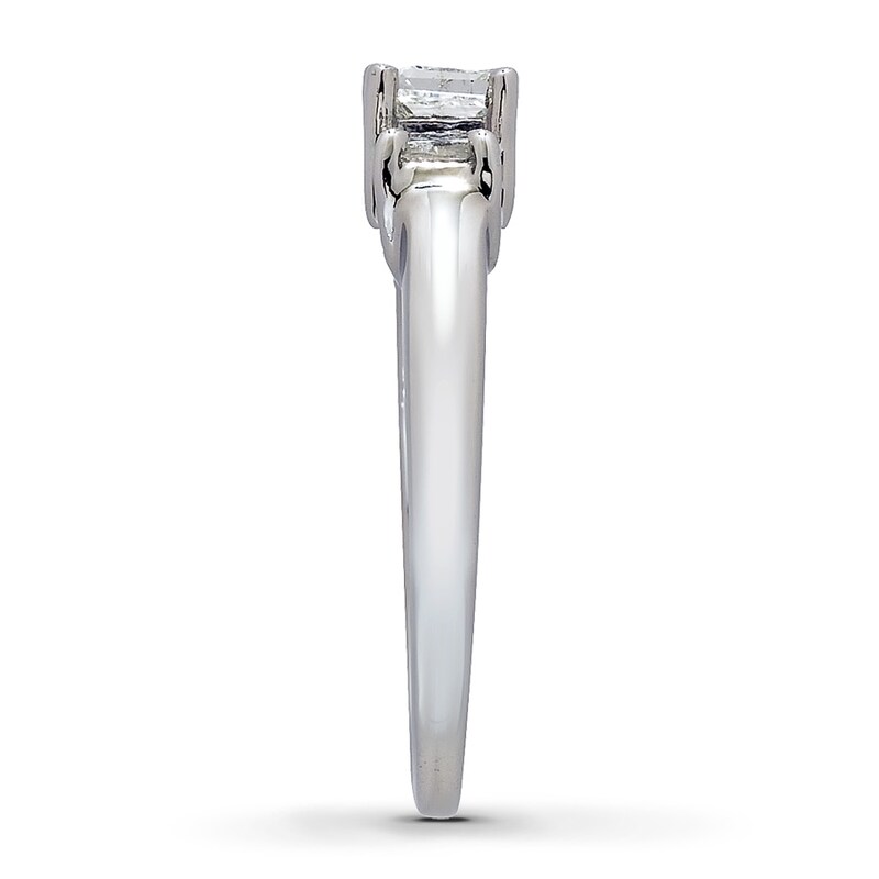 Main Image 2 of Previously Owned 3-Stone Diamond Engagement Ring 1 ct tw Princess-cut 14K White Gold Size 8.75