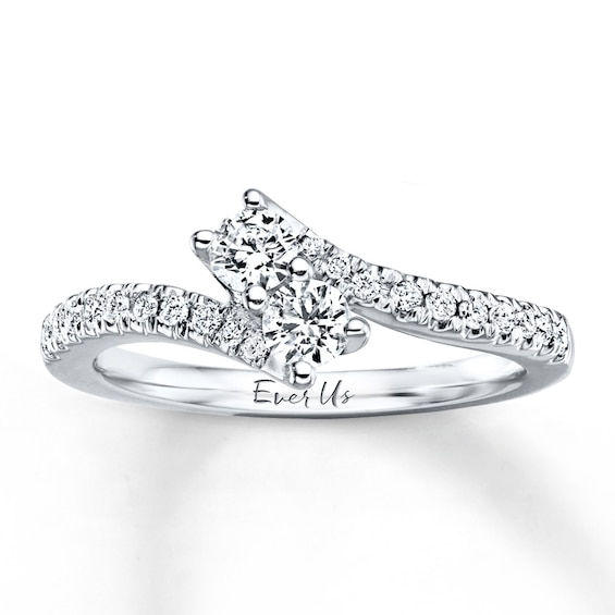 Previously Owned Ever Us Two-Stone Anniversary Ring 1/2 ct tw Round-cut Diamonds 14K White Gold Size
