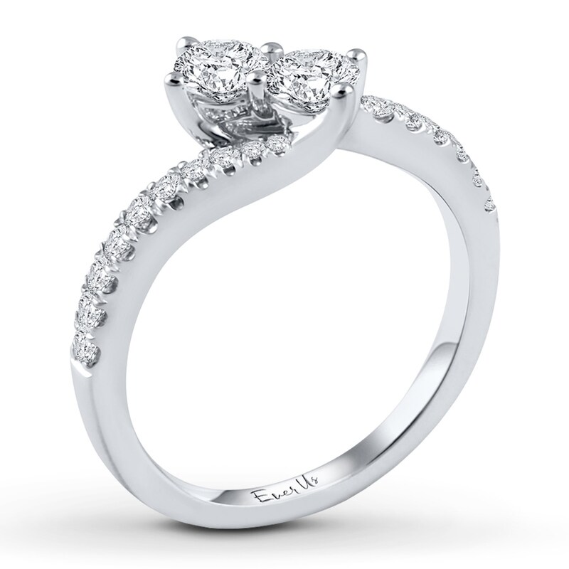 Main Image 2 of Previously Owned Ever Us Two-Stone Anniversary Ring 1/2 ct tw Round-cut Diamonds 14K White Gold Size 4.75