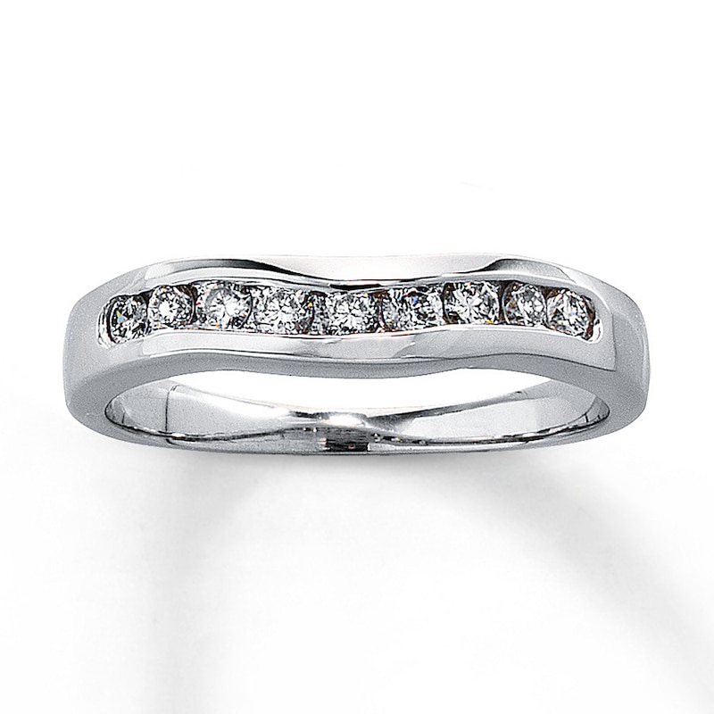 Main Image 1 of Previously Owned Diamond Enhancer Ring 1/4 ct tw Round-cut 14K White Gold - Size 4.75