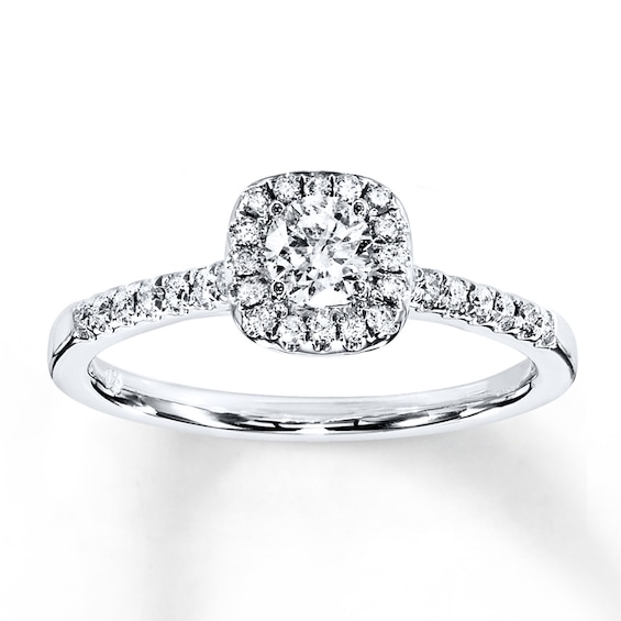 Previously Owned Diamond Engagement Ring 3/8 ct tw Round-cut 10K White Gold Size 10
