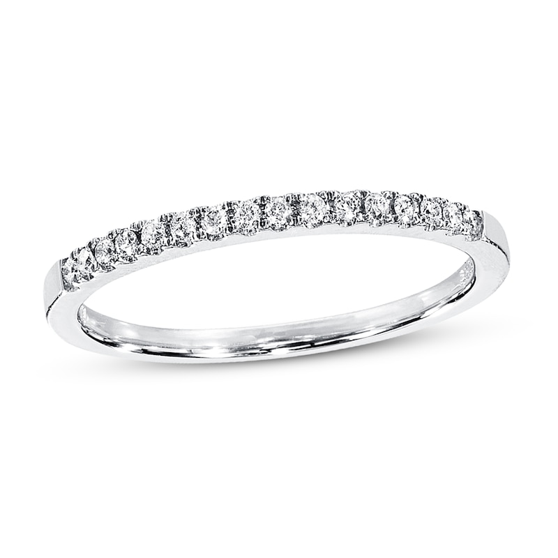 Main Image 1 of Previously Owned Diamond Wedding Band 1/10 ct tw Round-cut 10K White Gold - Size 11.5