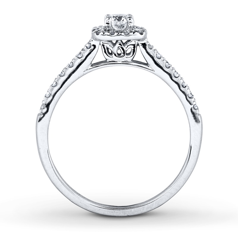 Main Image 2 of Previously Owned Diamond Engagement Ring 3/8 ct tw Round-cut 10K White Gold Size 5.25