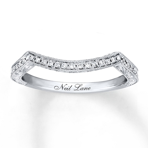 Previously Owned Neil Lane Wedding Band 1/8 ct tw Round-cut Diamonds 14K White Gold Size 9