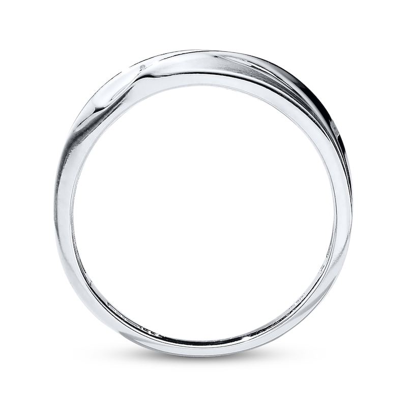 Main Image 2 of Previously Owned Men's Diamond Wedding Band 1/15 ct tw Round-cut 10K White Gold - Size 7.75