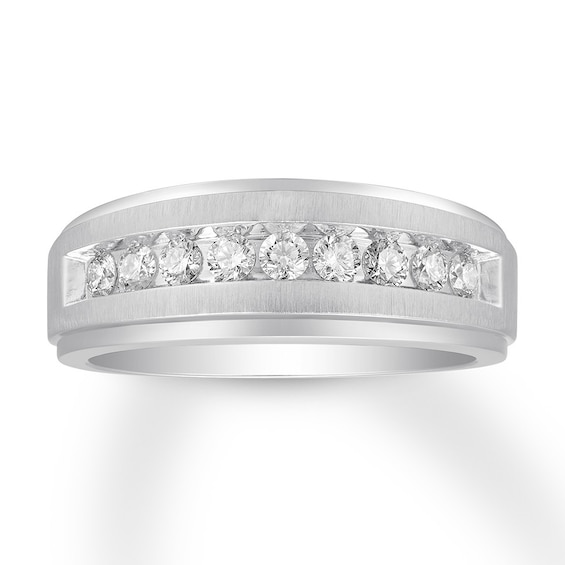 Previously Owned Men's Diamond Wedding Band 1/2 ct tw Round-cut 10K White Gold Size 9.75