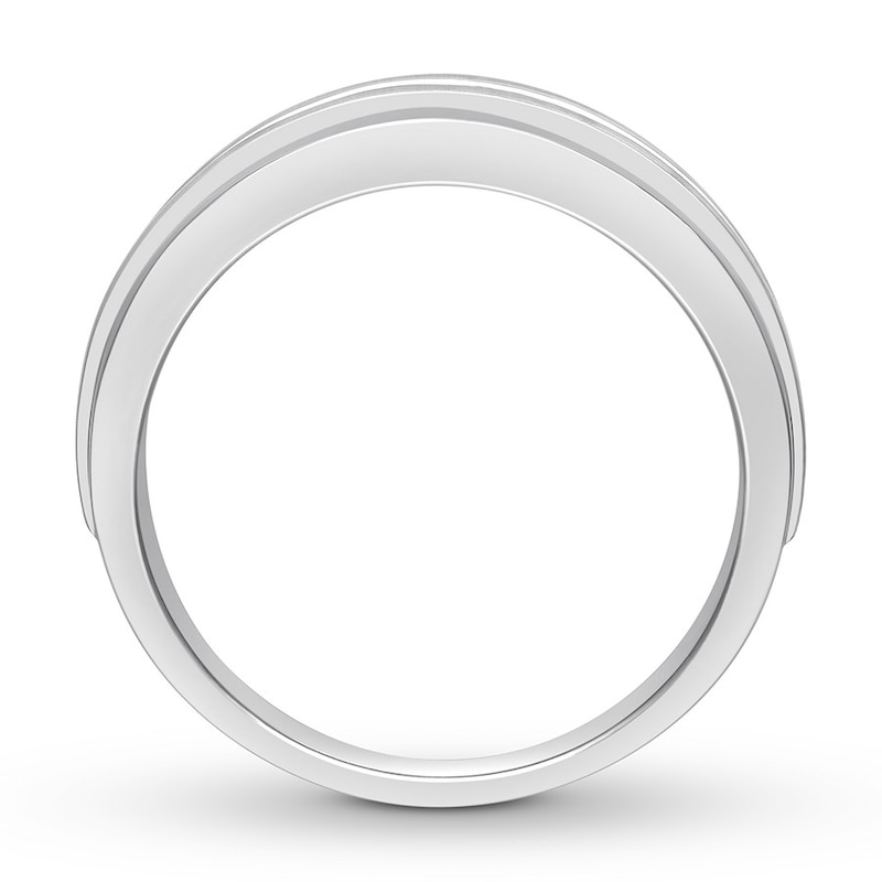 Main Image 2 of Previously Owned Men's Diamond Wedding Band 1/2 ct tw Round-cut 10K White Gold - Size 9.75