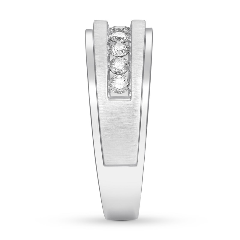 Main Image 3 of Previously Owned Men's Diamond Wedding Band 1/2 ct tw Round-cut 10K White Gold - Size 9.75