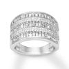 Thumbnail Image 1 of Previously Owned Diamond Ring 3/4 ct tw Round & Baguette-cut 10K White Gold - Size 8.75