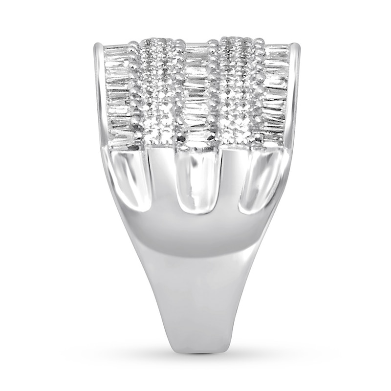 Main Image 3 of Previously Owned Diamond Ring 3/4 ct tw Round & Baguette-cut 10K White Gold - Size 8.75