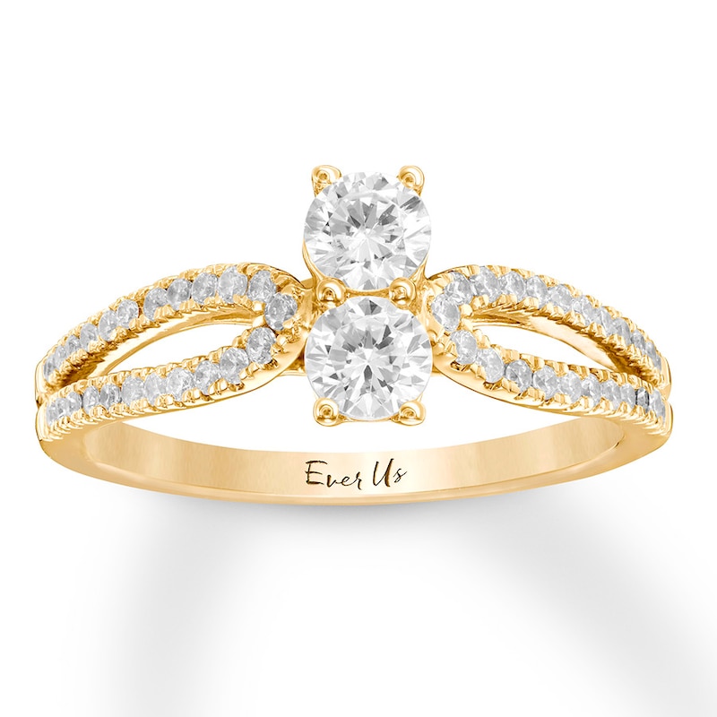 Main Image 1 of Previously Owned Ever Us Diamond Engagement Ring 3/4 ct tw Round-cut 14K Yellow Gold Size 10.5