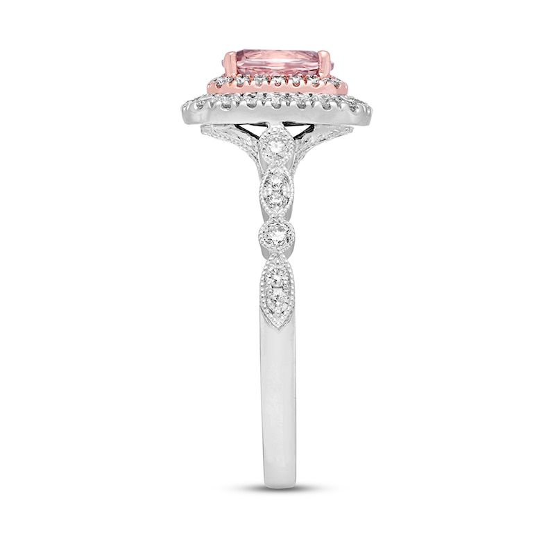 Main Image 3 of Previously Owned Neil Lane Morganite Engagement Ring 5/8 ct tw Round-cut Diamonds 14K Two-Tone Gold